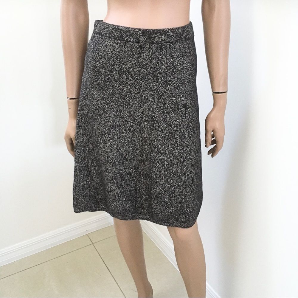 Nanette Lepore black metallic gold knit skirt XS